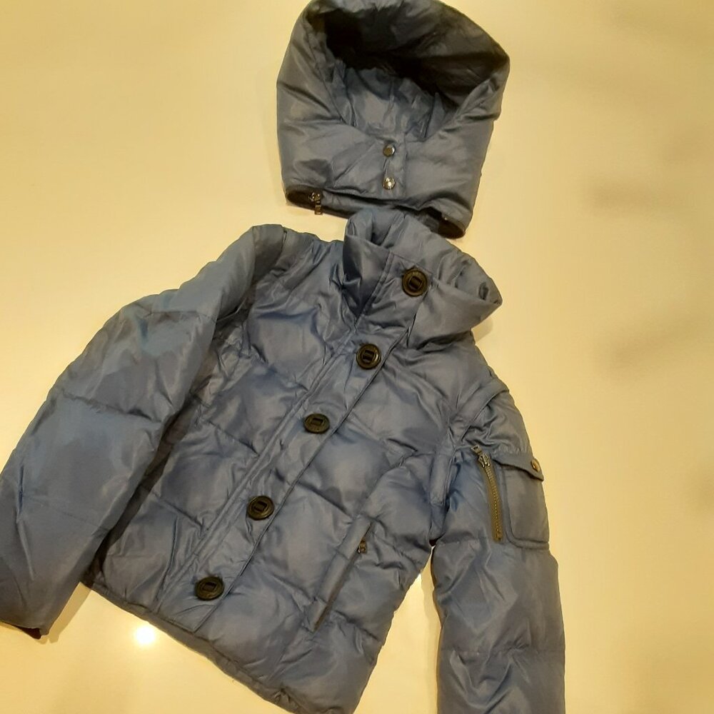 Andrew Marc kids Puffer coat with detachable hood & sleeves blue size 7/8